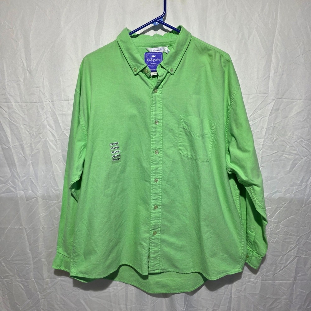Fresh Produce Mens XXL Relaxed Fit Cotton Button Down Shirt Lime Green NWT